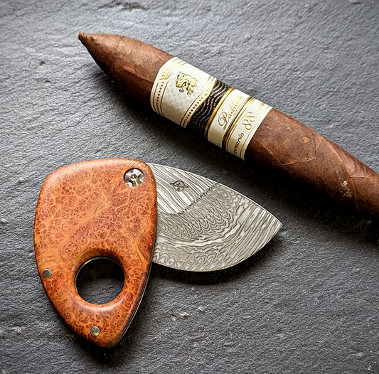 Custom Damascus Steel Cigar Cutter